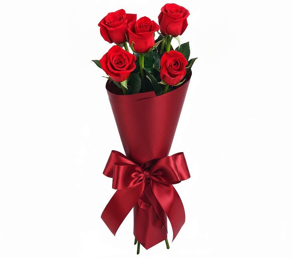 Букет 5 Красных роз Эдлесс Лав в Верхнестепном