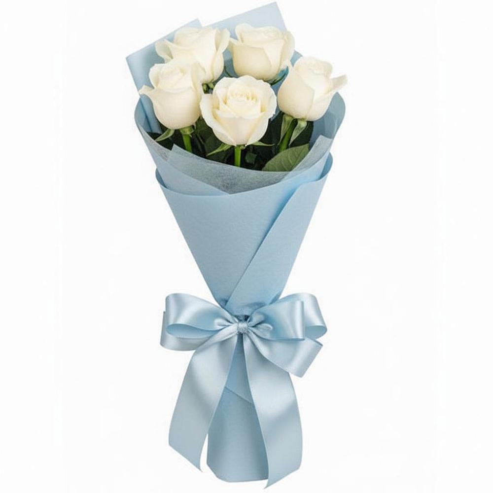 Букет 5 Белых роз Проуд в Верхнестепном