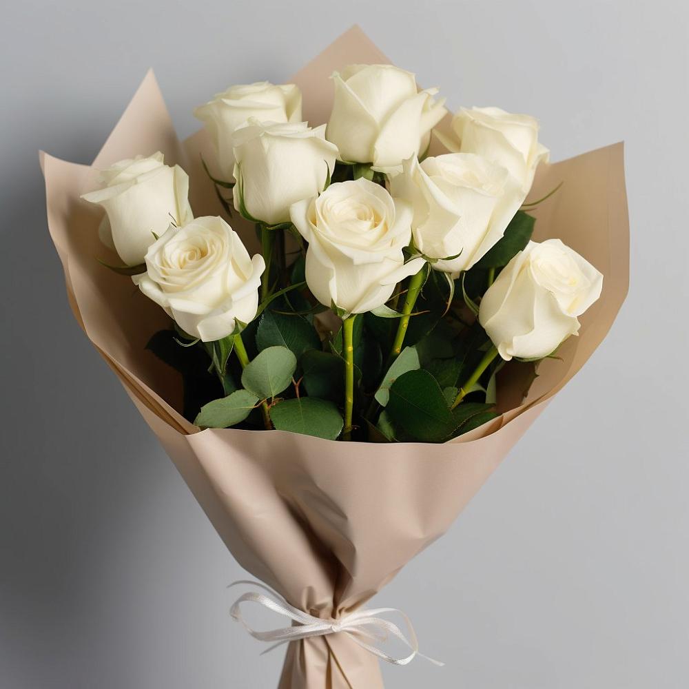 Букет 9 Белых роз Эдлесс Лав в Верхнестепном