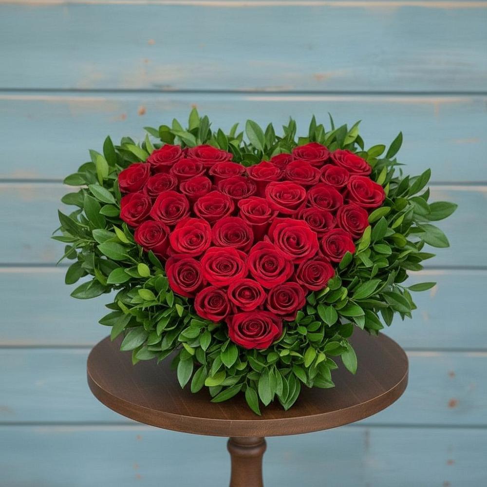 Цветочная композиция из Розы в виде сердца в Верхнестепном