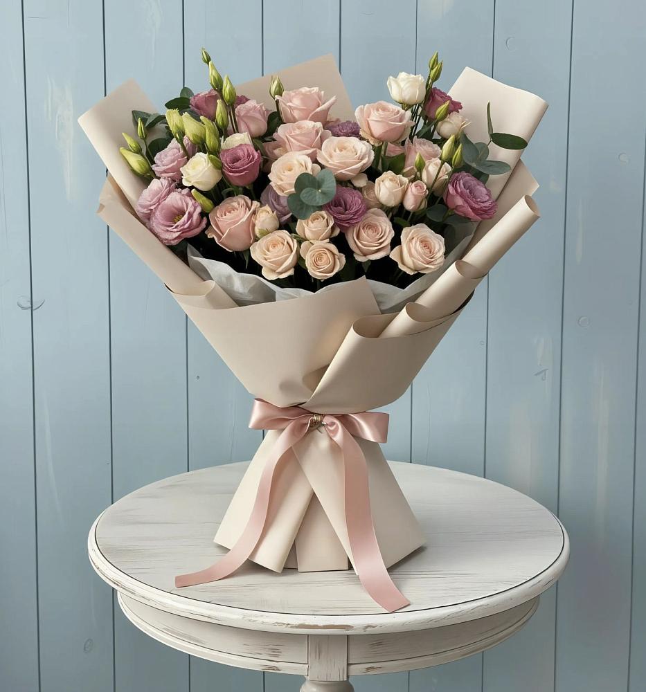 Букет цветов из: Розы и Лизиантусы в Верхнестепном